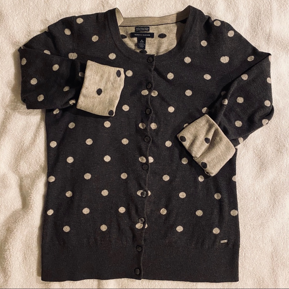 Crew Neck Polka Dot Cardigan